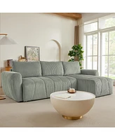 Convertible Sectional Sofa Couch, Modern Fabric 3 Seater L-Shaped Couch for Living Room, Apartment, Office, Small Space, (Grey)