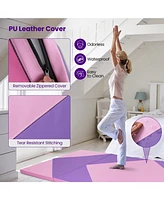 4-Panel Pu Leather Folding Gym Mat - Hook & Loop Fasteners
