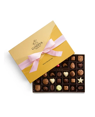 Godiva Gold Ballotin Solid Pink Ribbon, 36 Piece
