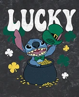 Lilo Stitch Men's Lucky Short Sleeve Mineral Wash T-Shirt