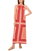 Vince Camuto Women's Tile-Print Sleeveless Halter Maxi Dress