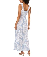 Vince Camuto Women's Tropical-Print Smocked Back Tiered Sleeveless Maxi Dress