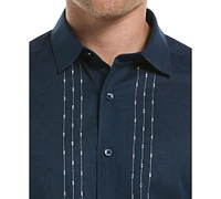 Cubavera Men's Classic-Fit L-Shape Embroidered Linen Blend Button-Down Shirt