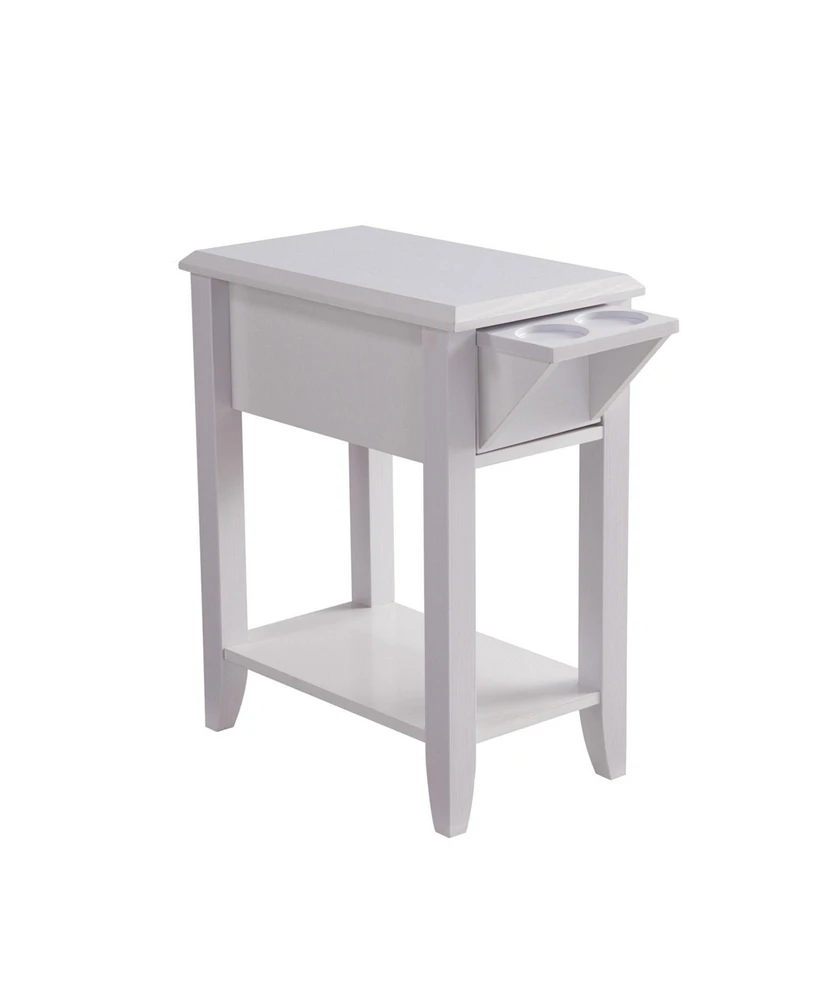 Modern Chairside Table with Extendable Drawer and Cupholders for Convenient Storage and Relaxation