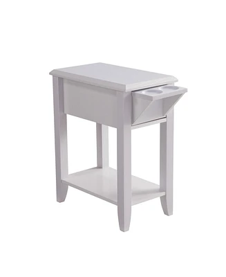 Modern Chairside Table with Extendable Drawer and Cupholders for Convenient Storage and Relaxation