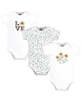 Hudson Baby Girls Cotton Bodysuits, Sunflower Love, 9-12 Months