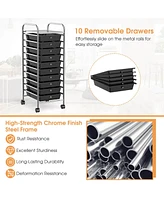 10 Drawer Rolling Storage Cart Organizer with 4 Universal Casters