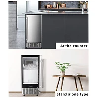 Cowsar,80Lbs Commercial Ice Maker, Stainless Steel, Undercounter/Freestanding, Clear Cube
