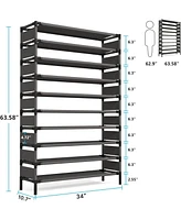 Tribesigns 10 Tiers Enterway Shoe Rack, Large Capacity Home Shoe Rack, Tall Metal Shoe Storage Organizer for 50 Pairs, Space Saving Shoe Organization