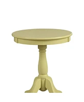 Traditional Round Side Table with Turned Pedestal Base – Sturdy Wood Construction