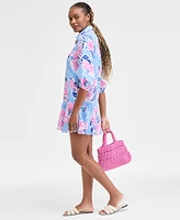 Charter Club Women's 100% Linen Printed Ruffle-Hem Dress, Exclusively at Macy's
