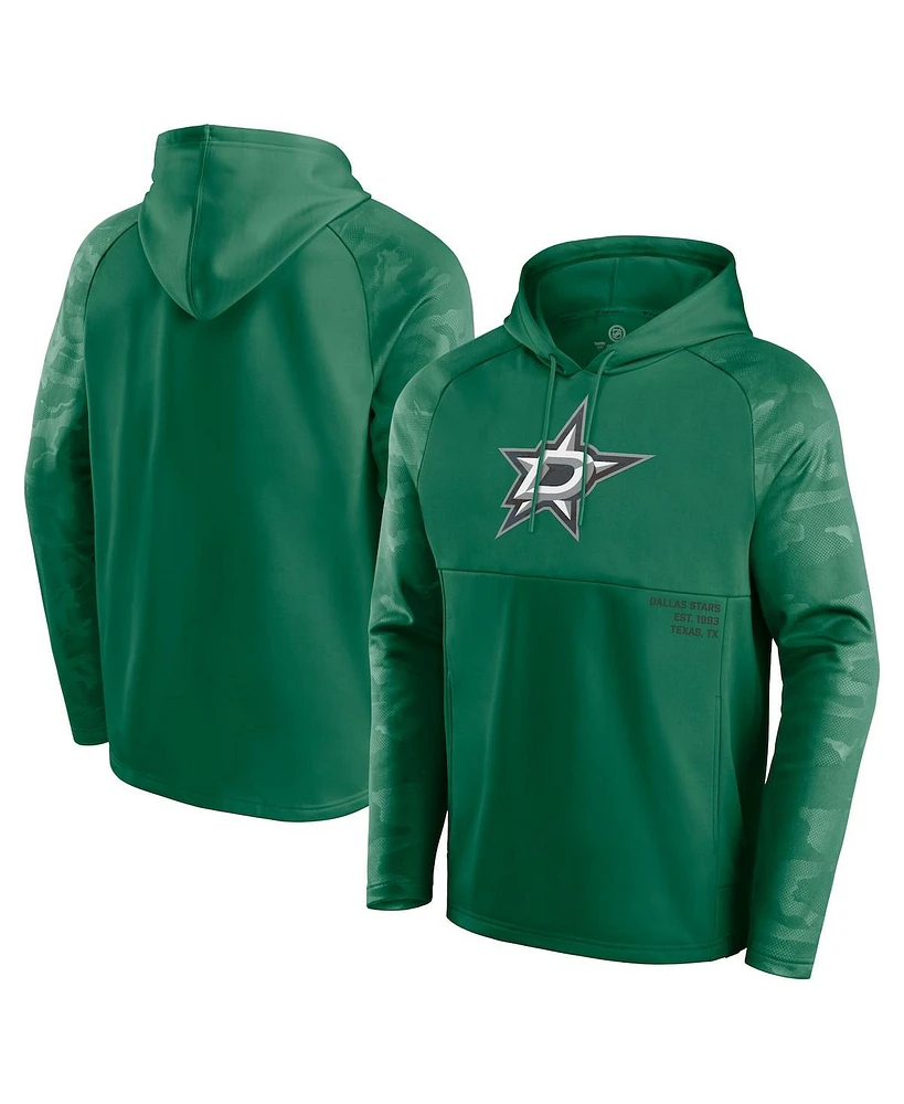 Fanatics Men's Kelly Green Dallas Stars Shade Defender Raglan Pullover Hoodie