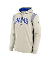 Nike Men's Tan Los Angeles Rams Sideline Athletic Stack Performance Pullover Hoodie