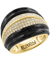 Effy Onyx & Diamond (5/8 ct. t.w.) Statement Ring in 14k Gold-Plated Silver