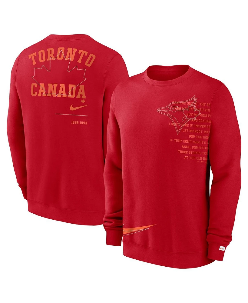 Nike Men's Red Toronto Blue Jays Statement Ball Game Fleece Pullover Sweatshirt