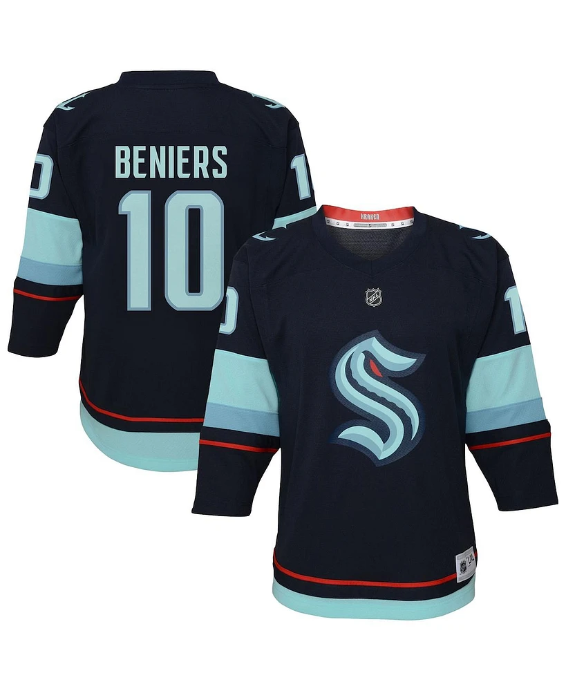 Outerstuff Big Boys and Girls Matty Beniers Navy Seattle Kraken Alternate Replica Player Jersey