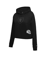 Pro Standard Women's Black Las Vegas Raiders Jeweled Cropped Pullover Hoodie