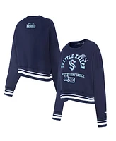 Pro Standard Women's Deep Sea Blue Seattle Kraken Area Code Cropped Pullover Sweatshirt