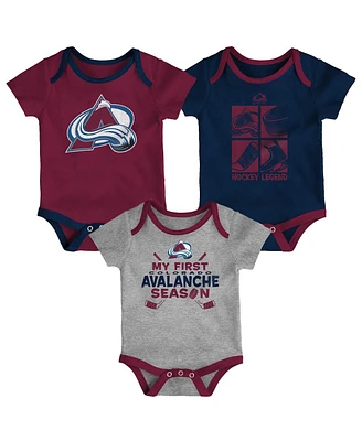 Outerstuff Baby Boys and Girls 3-Piece Colorado Avalanche Legend Bodysuit Set