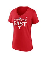 Fanatics Women's Red Philadelphia Phillies 2024 Nl East Division Champions Plus Locker Room T-Shirt