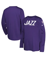 Nike Big Boys and Girls Purple Utah Jazz 2024/25 City Edition Pregame Performance Long Sleeve Shooting T-Shirt