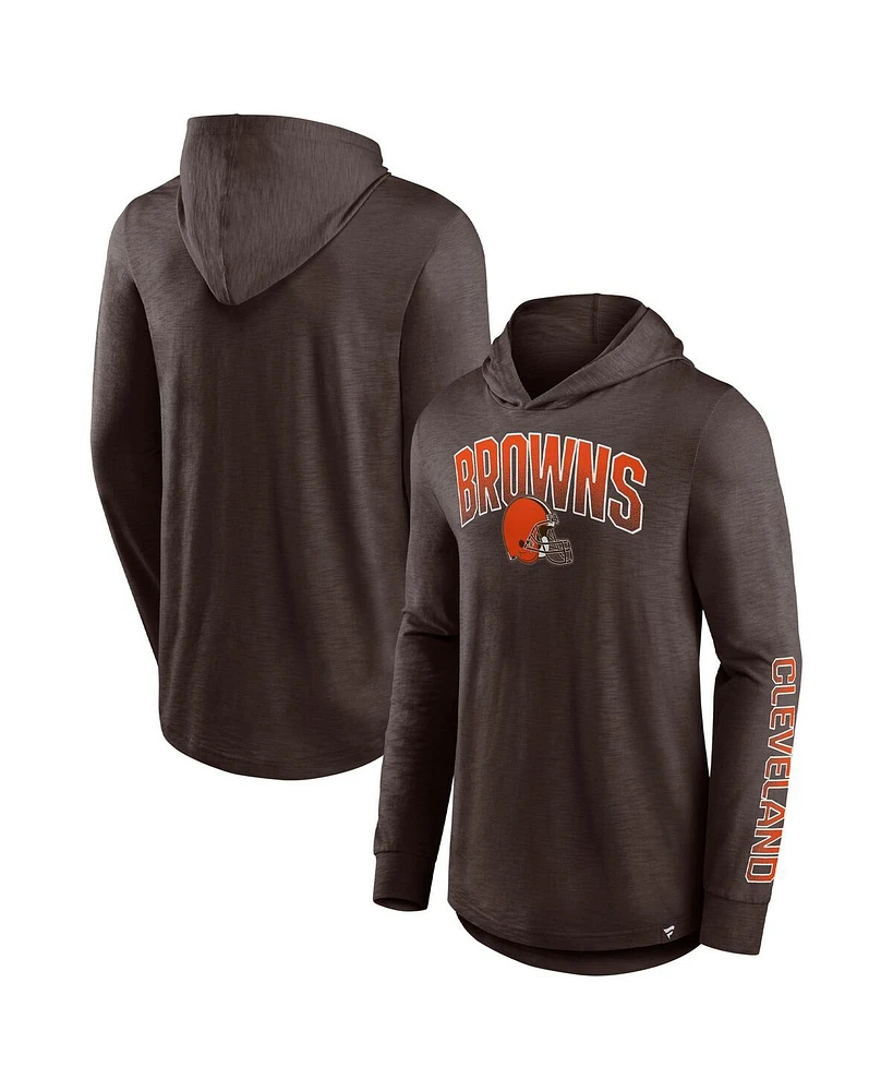 Fanatics Men's Brown Cleveland Browns Front Runner Long Sleeve Hooded T-Shirt