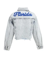 Hype and Vice Women's Denim Florida Gators Light Wash Cropped Button-Up Jean Jacket