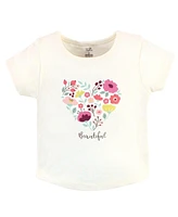Touched by Nature Toddler Girls Cotton Hoodie, Bodysuit or Tee Top, and Pant, Botanical Toddler, 2