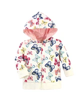 Touched by Nature Toddler Girls Cotton Hoodie, Bodysuit or Tee Top, and Pant, Bright Butterflies Toddler, 5