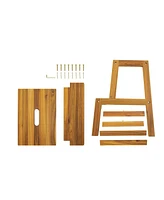 4-Stept Foldable Step Ladder with Tool Tray and Wide Non Slip Pedals, Convenient Handrails
