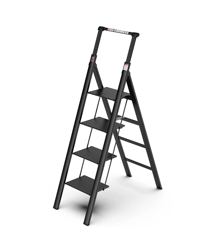 Light Folding 4-Step Ladder Multi-purpose Step Stool with Wide Anti-Slip Pedal and Safety Handle