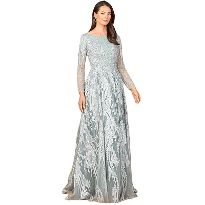 Lara Women's Long Sleeve, Modest Beaded Gown