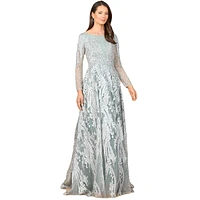 Lara Women's Long Sleeve, Modest Beaded Gown