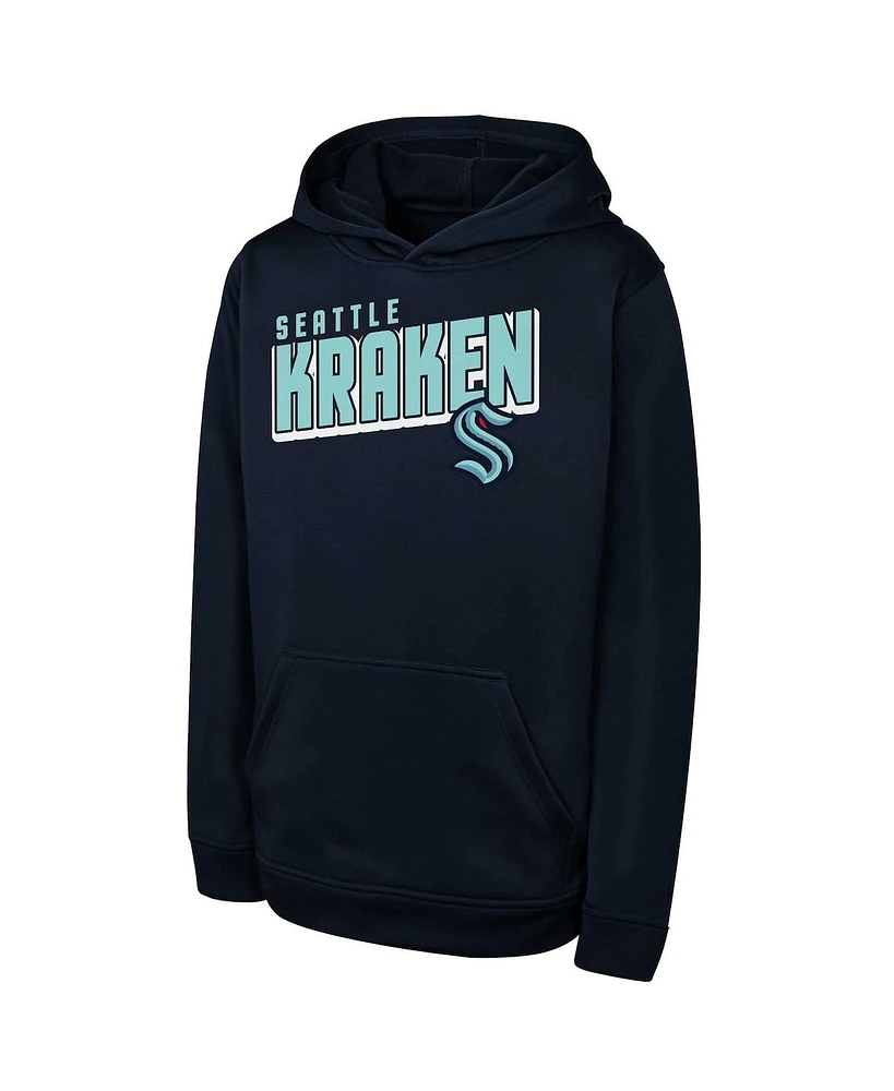 Outerstuff Big Boys and Girls Deep Sea Blue Seattle Kraken Cyber Punk Performance Hoodie
