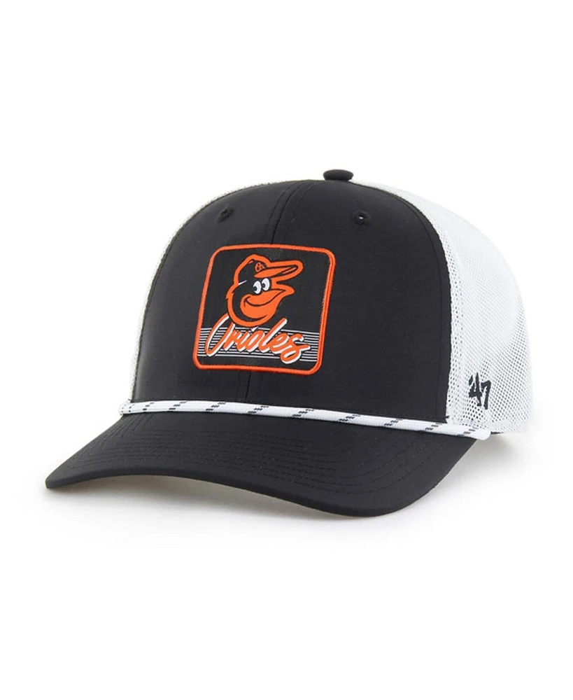 '47 Brand Men's Black/White Baltimore Orioles Scratch Adjustable Trucker Hat