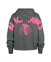 '47 Brand Women's Gray Chicago Blackhawks Bright Side Venice Cropped Pullover Hoodie