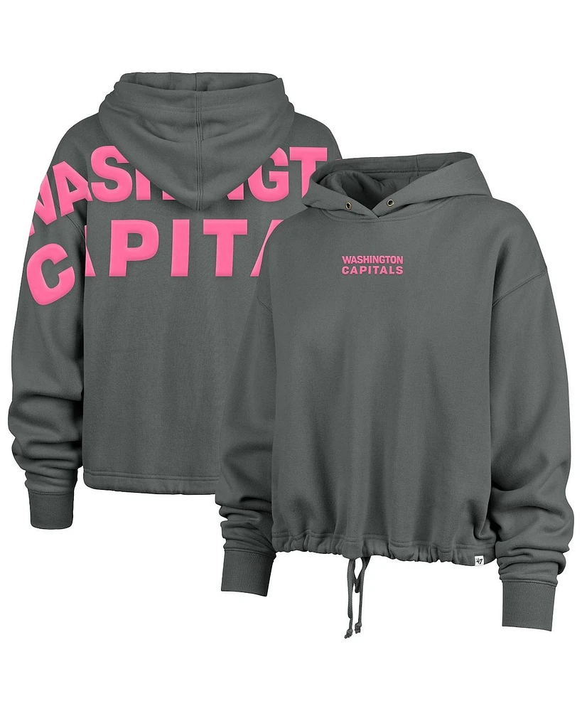 '47 Brand Women's Gray Washington Capitals Bright Side Venice Cropped Pullover Hoodie