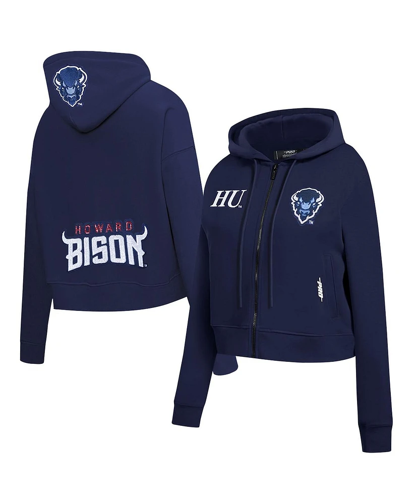 Pro Standard Women's Navy Howard Bison Game Day Sequin Full-Zip Hoodie Jacket