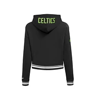 Pro Standard Women's Black Boston Celtics 2024/25 City Edition Chenille Applique Cropped Pullover Hoodie