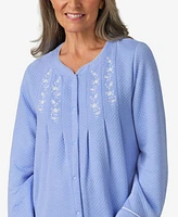 Aria Women's Long Sleeve Waltz Snap Front Mint Robe