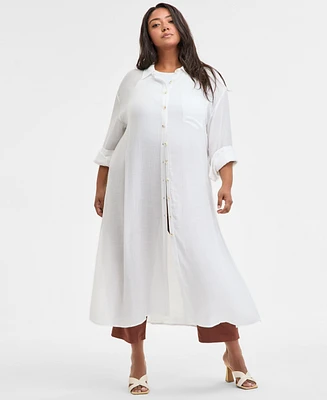 Bar Iii Trendy Plus Oversized Tunic Shirt, Exclusively at Macy's