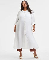Bar Iii Trendy Plus Oversized Tunic Shirt, Exclusively at Macy's