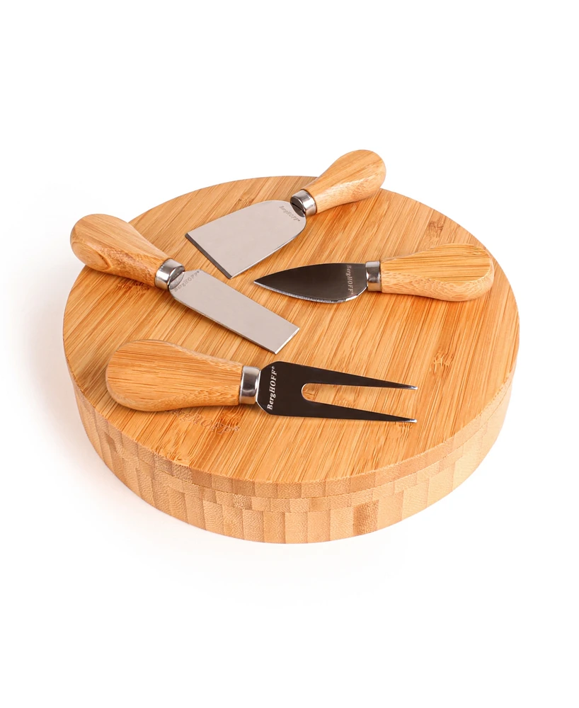 BergHOFF Stainless Steel 6-Piece Cheese Knives and Bamboo Round Board Set