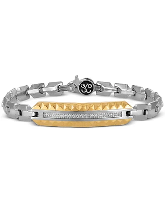Esquire Men's Jewelry Diamond Id Bracelet (1/5 ct. t.w.) in Stainless Steel & Gold-Tone Ion-Plated Stainless Steel