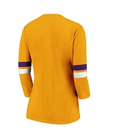 Fanatics Women's Gold Los Angeles Lakers Iconic Prolific Modern 3/4-Sleeve T-Shirt