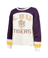 '47 Brand Women's Cream Lsu Tigers Double Header Curve Raglan Long Sleeve T-Shirt