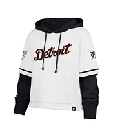'47 Brand Women's White Detroit Tigers Trifecta Shortstop Cropped Pullover Hoodie