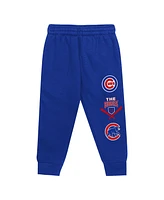 Outerstuff Toddler 2-Piece Heather Gray/Royal Chicago Cubs Wind Up Pullover Hoodie and Sweatpants Set