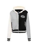 Pro Standard Women's Gray Green Bay Packers Reverse French Terry Color Block Full-Zip Hoodie Jacket