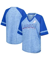 G-iii 4Her by Carl Banks Women's Heather Royal Kyle Larson Hall of Fame Oversized Raglan V-Neck T-Shirt
